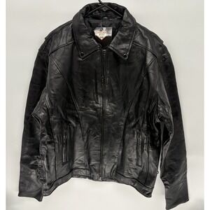 New Vintage Diamond Plate Buffalo Leather Biker Jacket W Lace Western Riding 2XL